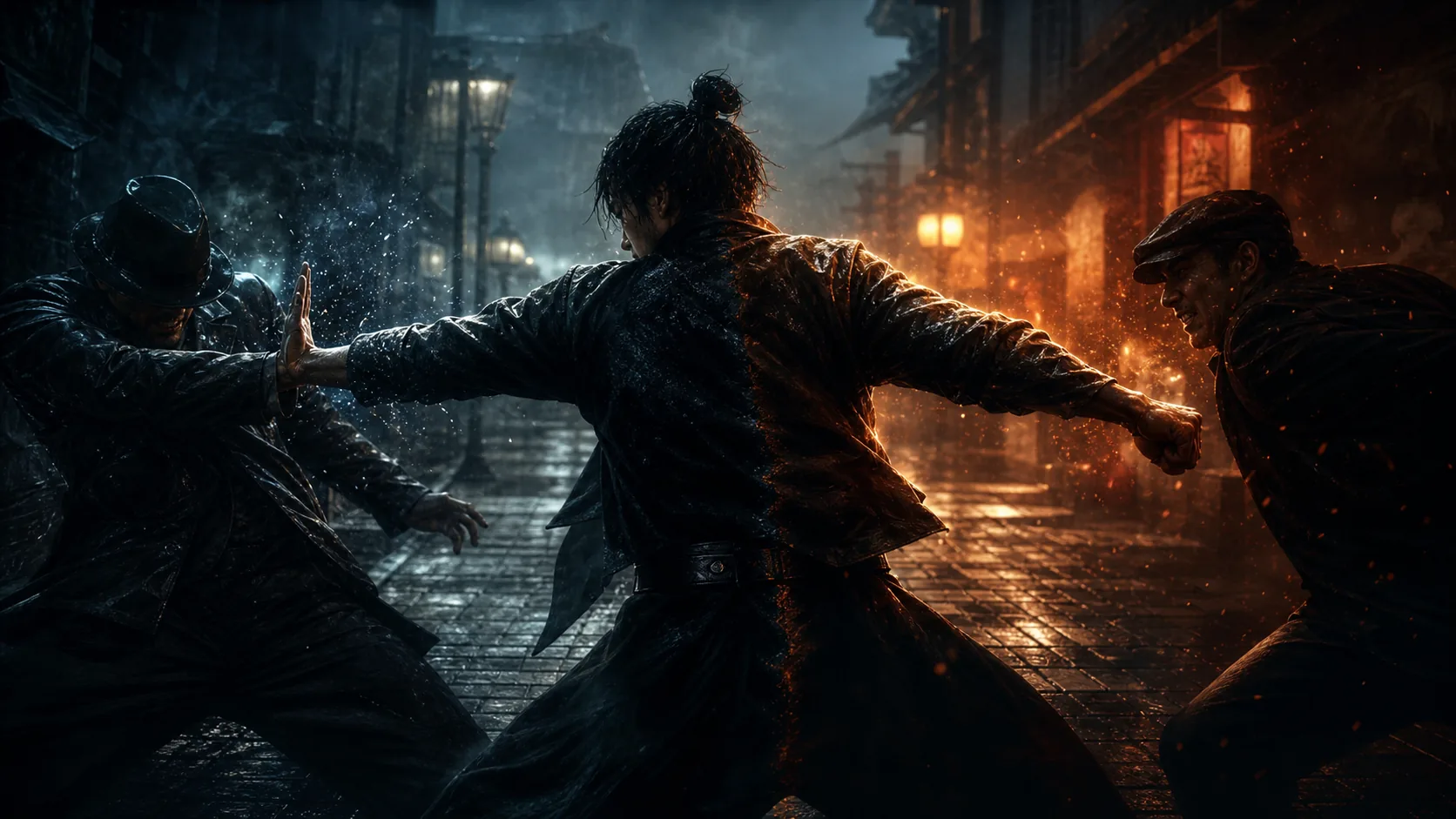 Combat control artwork showing separate blocking and counterattack actions