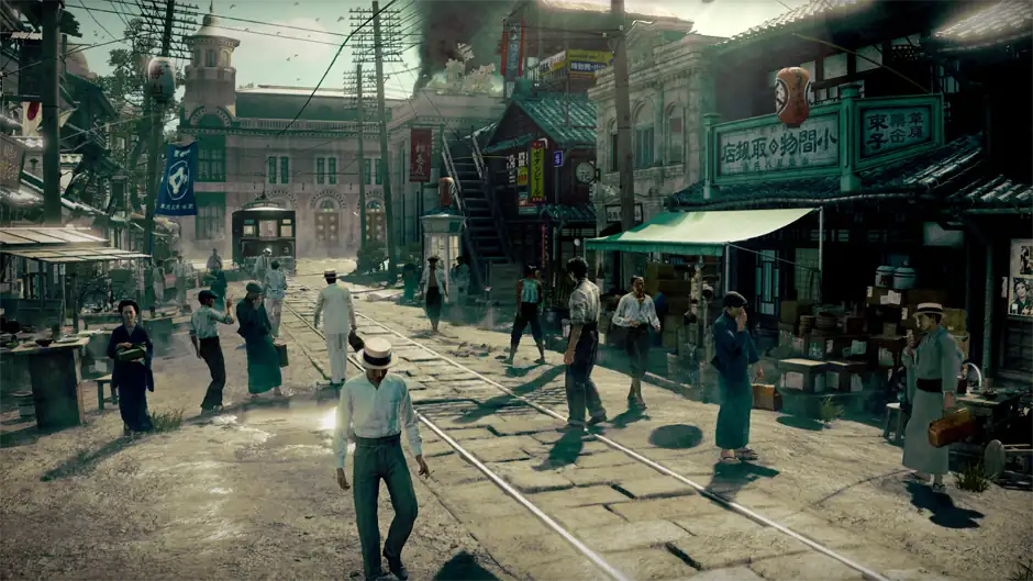 Historical setting artwork showing 1915 San Francisco and Kokura